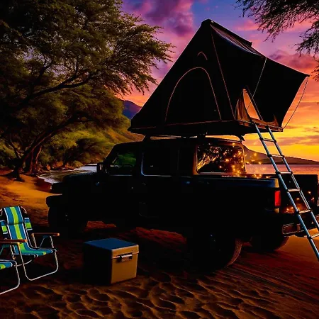 Embark On A Journey Through Maui With Aloha Glamp'S Jeep And Rooftop Tent Allows You To Discover Diverse Campgrounds, Unveiling The Island'S Beauty From Unique Perspectives Each Day